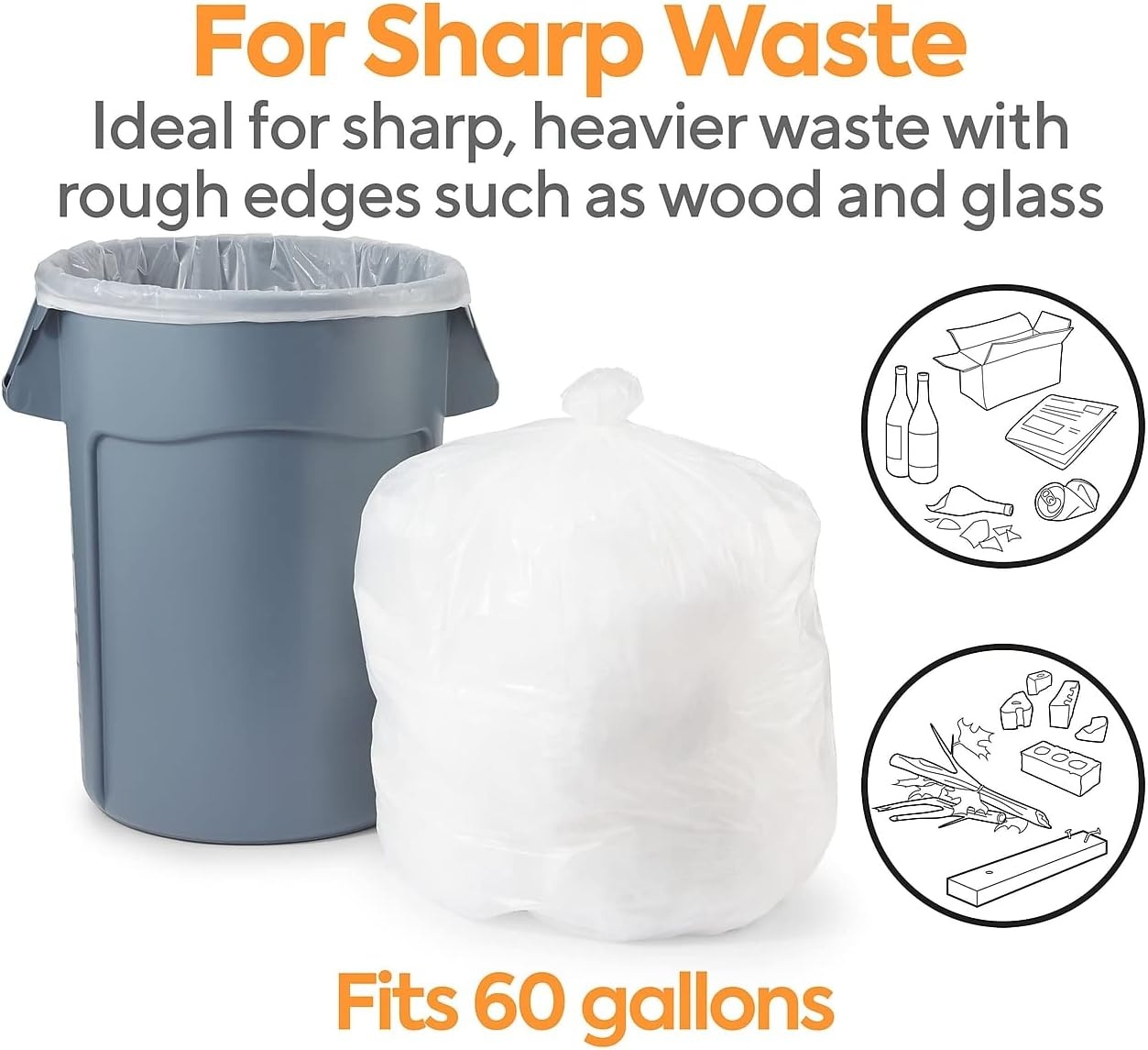 image:imageCoastwide Professional 5560 Gallon Trash Bag 38 x 58 Low Density 13 mil Clear 100 BagsBox