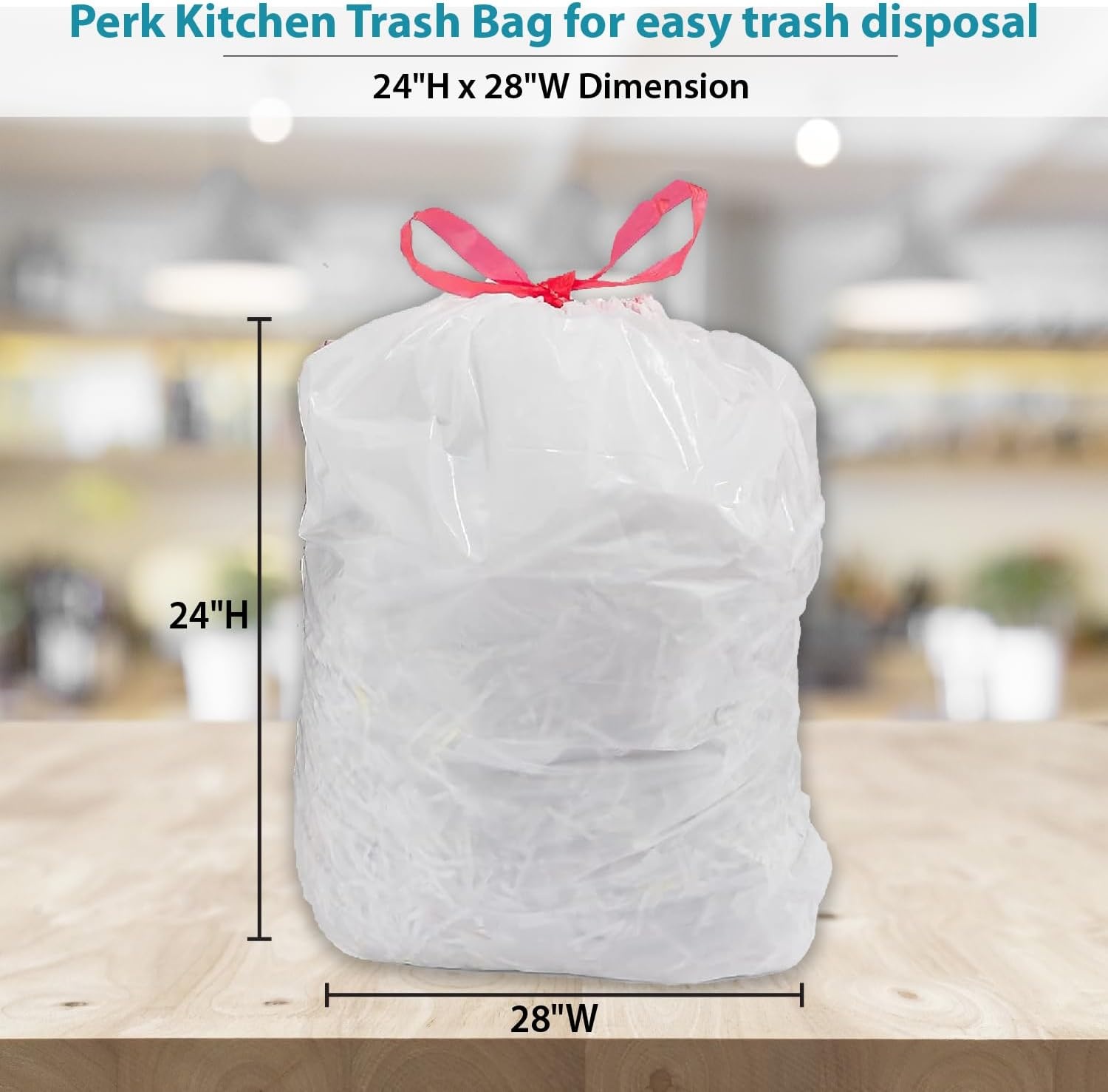 image:imagePERK 13 Gallon Kitchen Trash Bag Low Density 09 Mil120 Pack