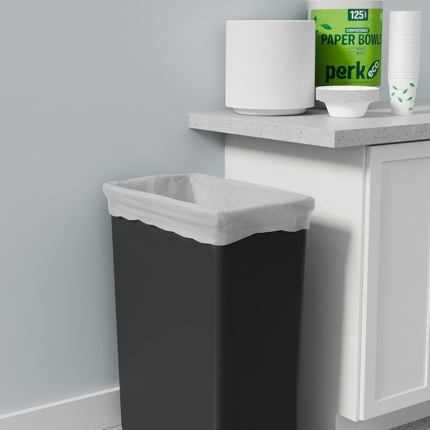 image:imagePERK 13 Gallon Kitchen Trash Bag Low Density 09 Mil80 Pack