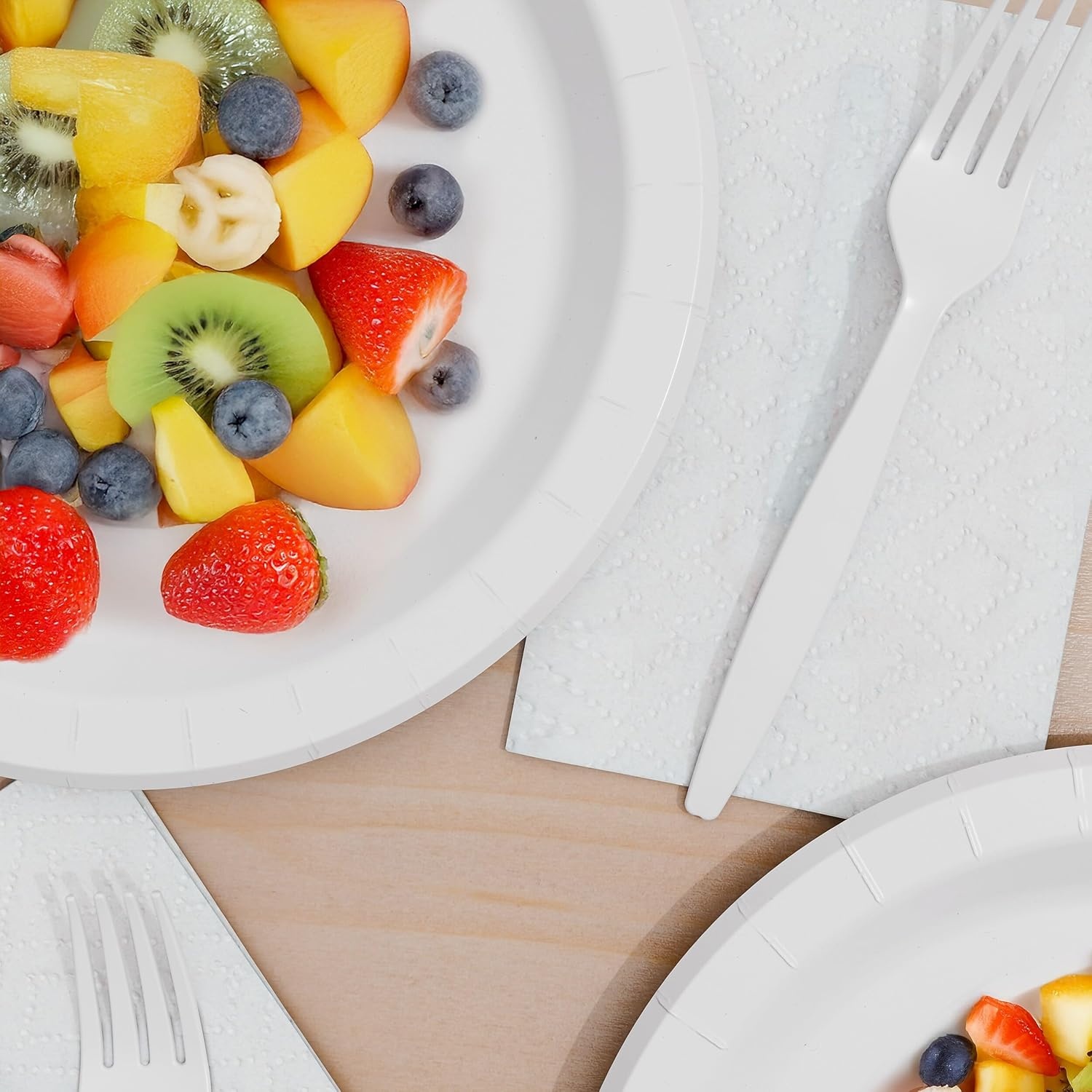 image:imagePerk 9 Inch Paper Plates 1000 Count Bulk White Disposable Uncoated Plates for Dinner Parties amp Everyday Use100 Pack
