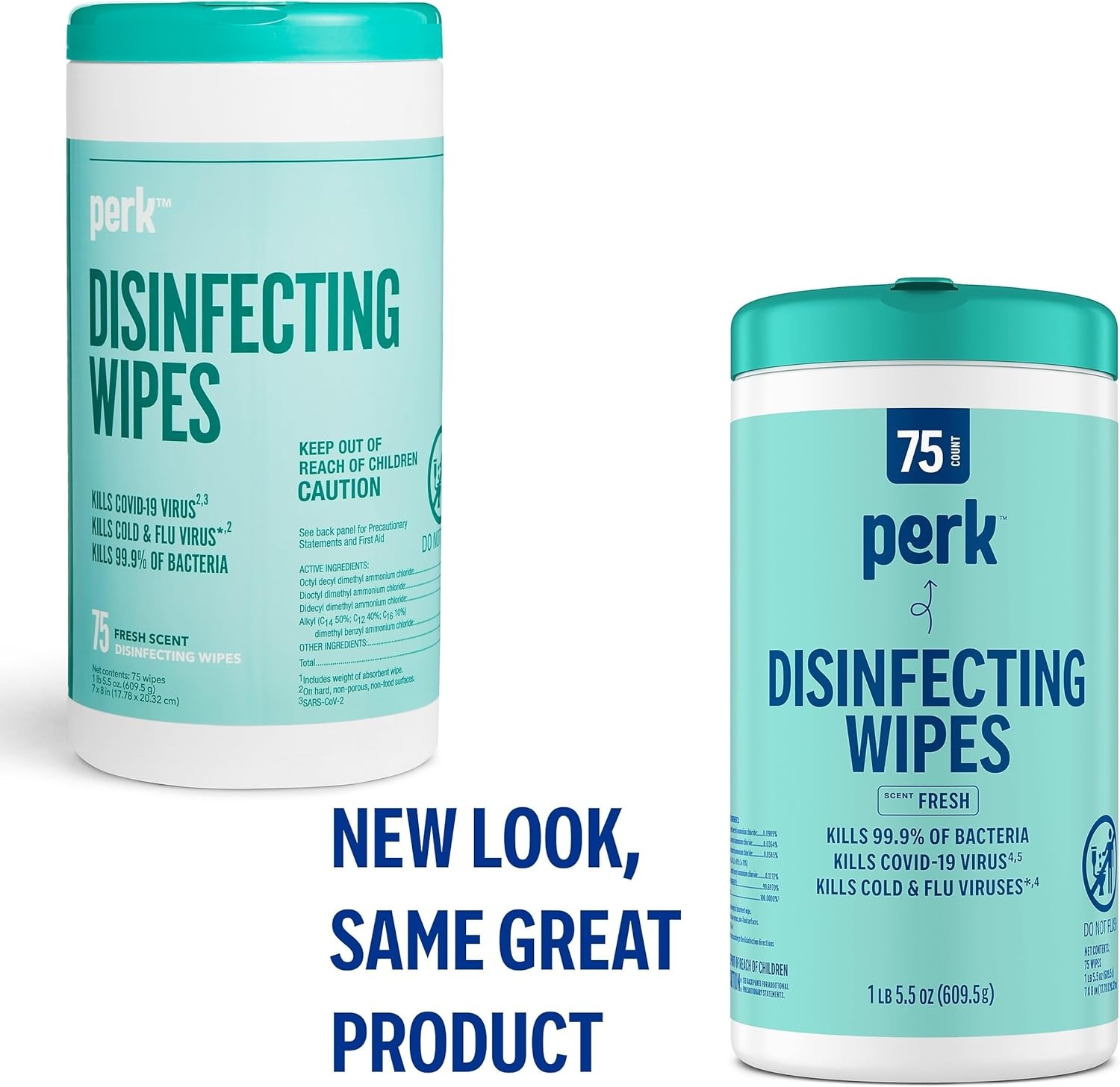 image:imagePerk Disinfecting Wipes Fresh Scent 75 WipesCanister 6Pack MultiSurface Cleaning Wipes for Home Office amp Classroom1 Pack