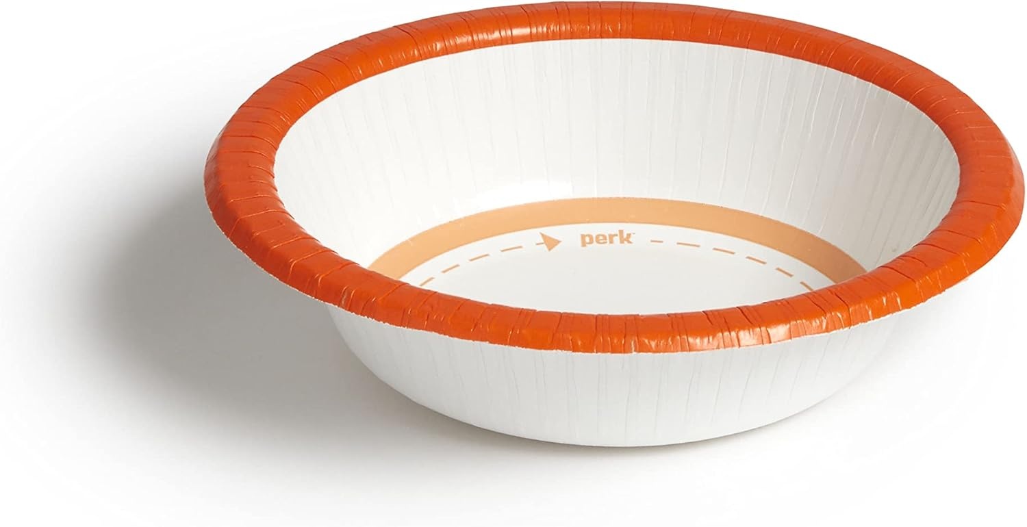 image:imagePerk HeavyWeight Paper Bowls 12 Oz 500 Count Bulk Disposable Bowls for Soups Snacks amp Everyday Meals WhiteOrange125