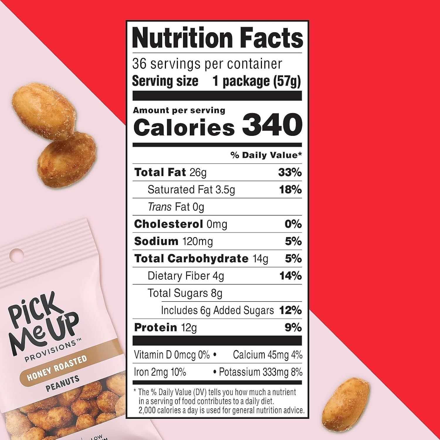 image:imagePick Me Up Provisions Roasted amp Salted Peanuts 36 SingleServe 2 oz Bags HighProtein Snack Packs for Work Travel amp LunchesHoney Peanuts