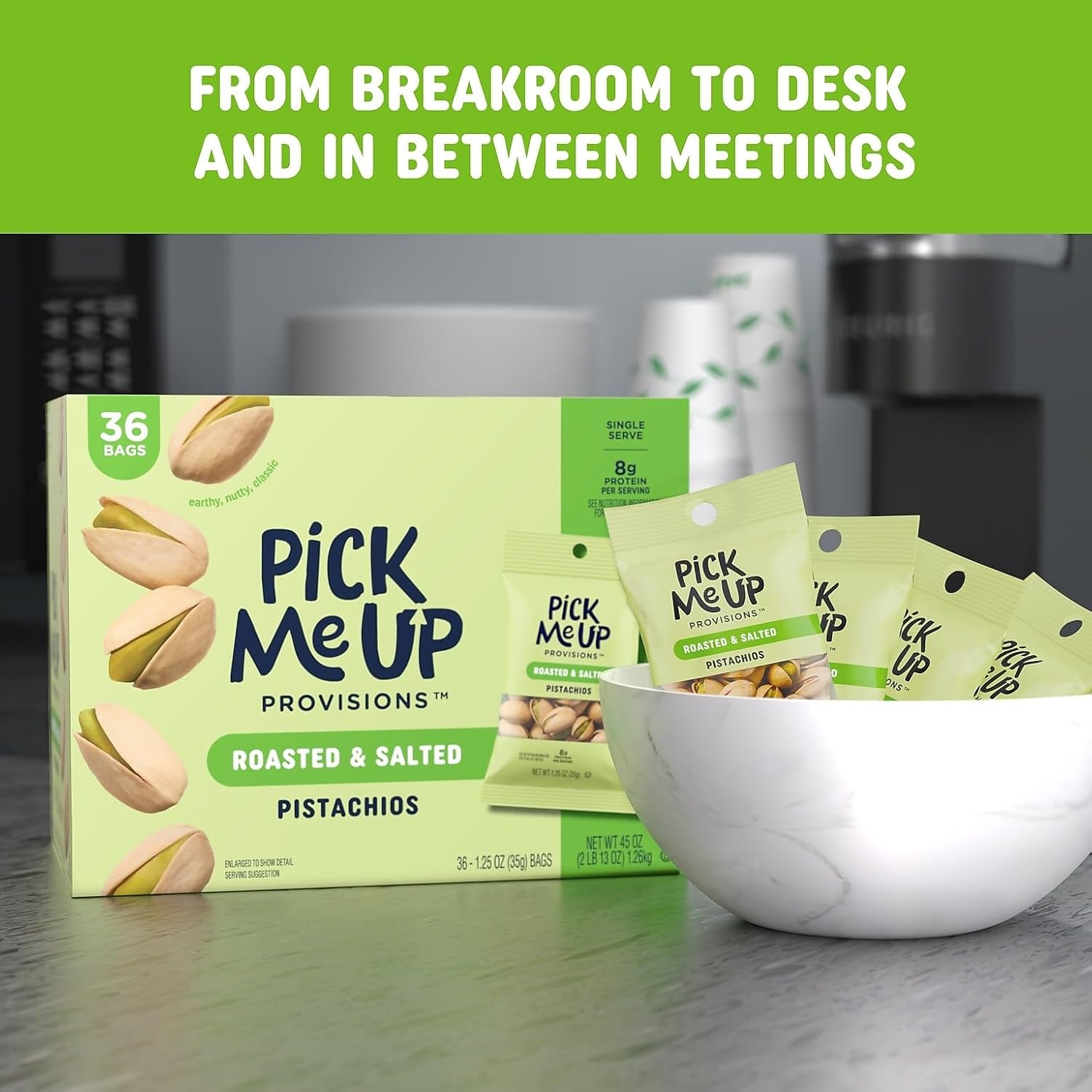 image:imagePick Me Up Provisions Roasted amp Salted Peanuts 36 SingleServe 2 oz Bags HighProtein Snack Packs for Work Travel amp LunchesPistachios