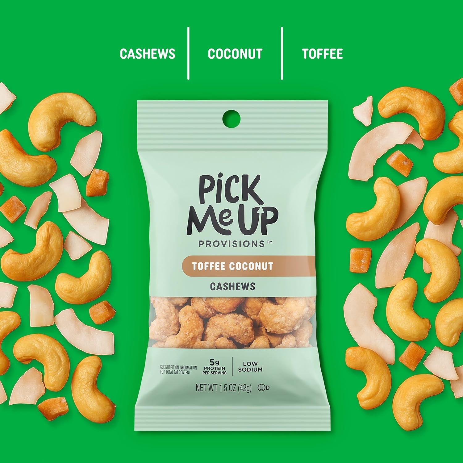 image:imagePick Me Up Provisions Roasted amp Salted Peanuts 36 SingleServe 2 oz Bags HighProtein Snack Packs for Work Travel amp LunchesToffee Coconut Cashews