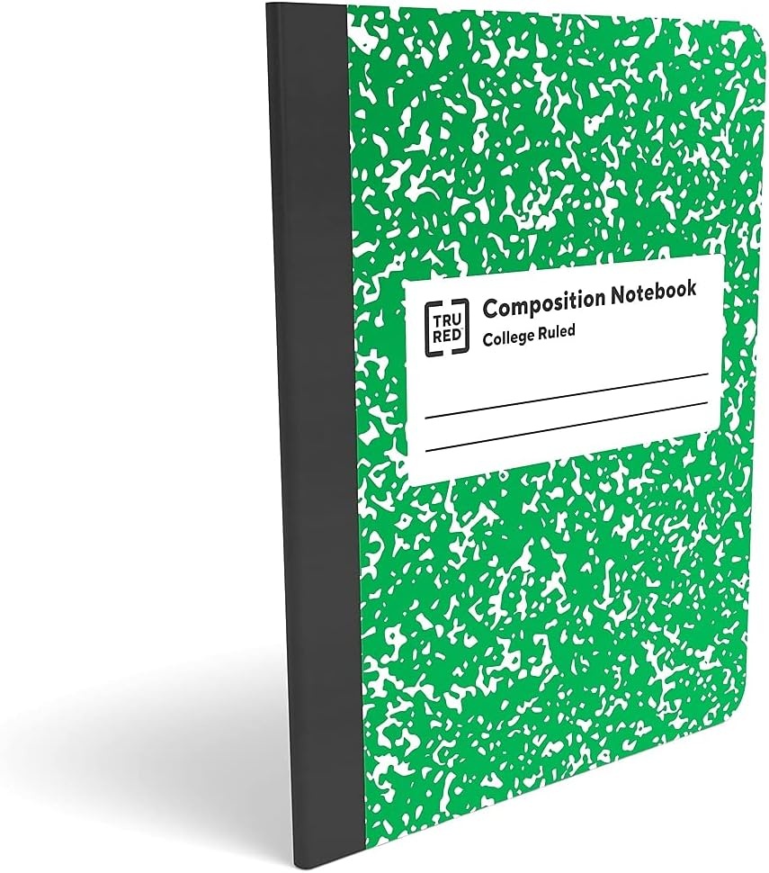 image:imageSTAPLES Composition Notebook 975 x 75 College Ruled 100 Sheets Assorted Colors 48CartonGreen
