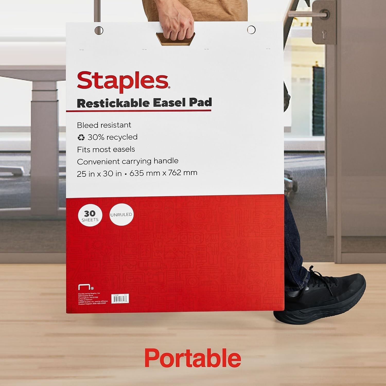 image:imageSTAPLES Easel Pad Repositionable Large Flip Chart Paper 25x30 30 Sheets 2 Pack White Recycled Material25 x 30