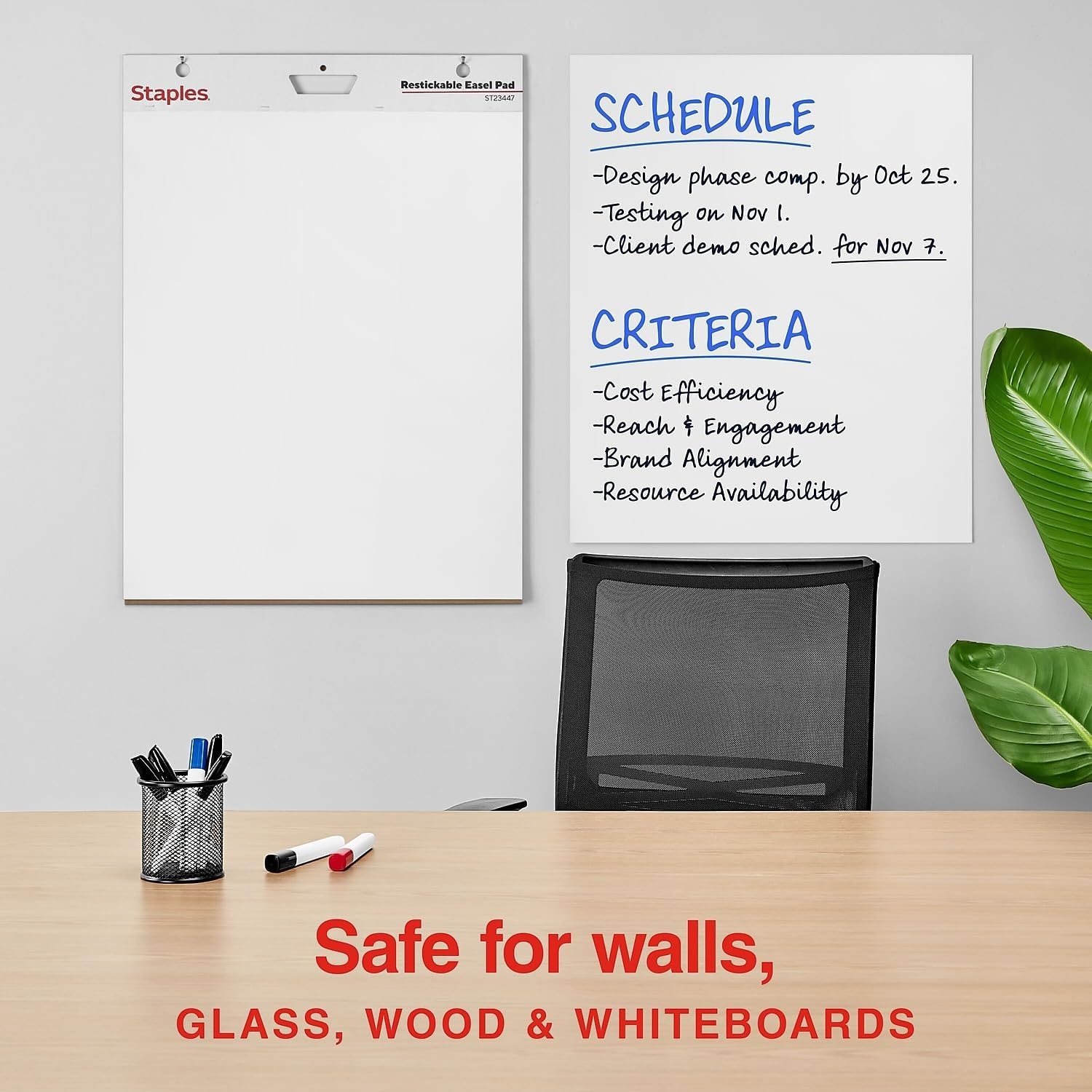 image:imageSTAPLES Easel Pad Repositionable Large Flip Chart Paper 25x30 30 Sheets 2 Pack White Recycled Material25 x 30