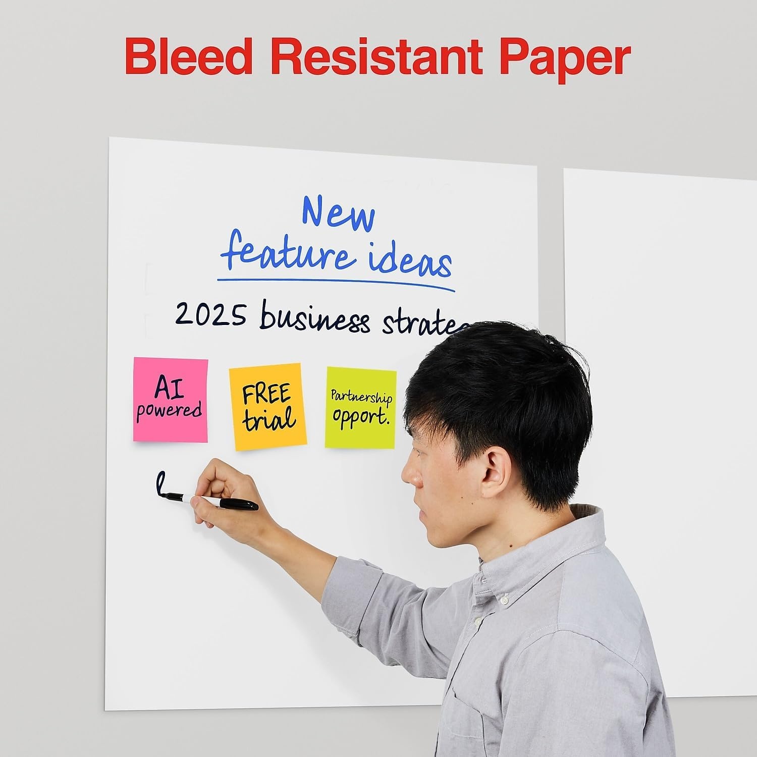 image:imageSTAPLES Easel Pad Repositionable Large Flip Chart Paper 25x30 30 Sheets 2 Pack White Recycled Material25 x 30