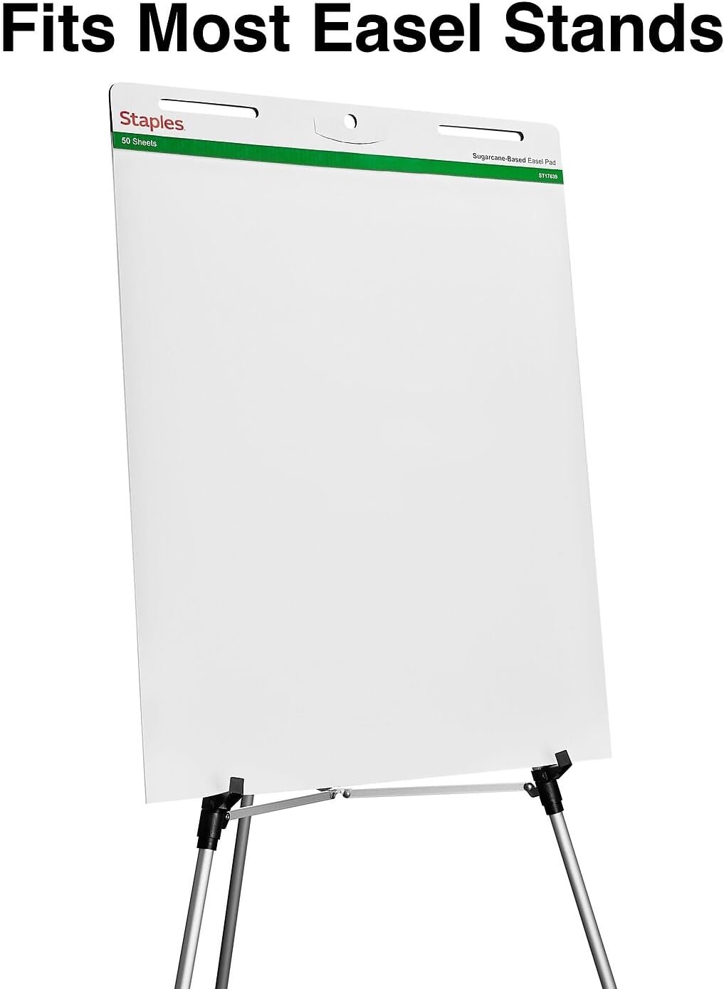 image:imageSTAPLES Easel Pad Repositionable Large Flip Chart Paper 25x30 30 Sheets 2 Pack White Recycled Material27 x 35