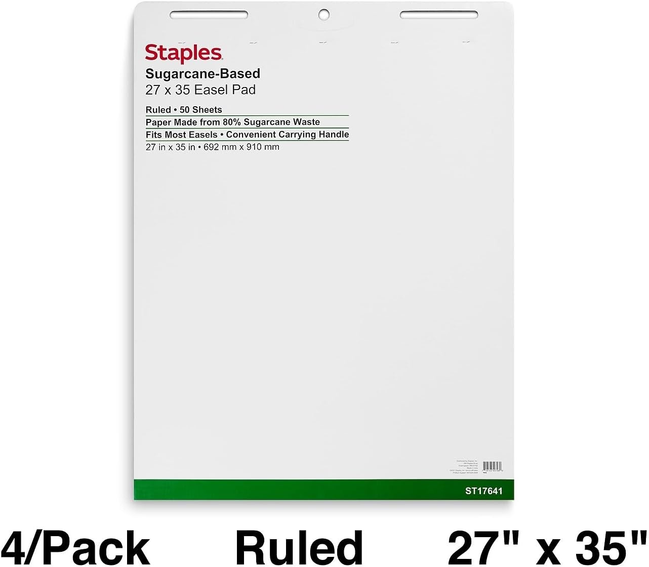 image:imageSTAPLES Easel Pad Repositionable Large Flip Chart Paper 25x30 30 Sheets 2 Pack White Recycled Material27 x 35 Ruled