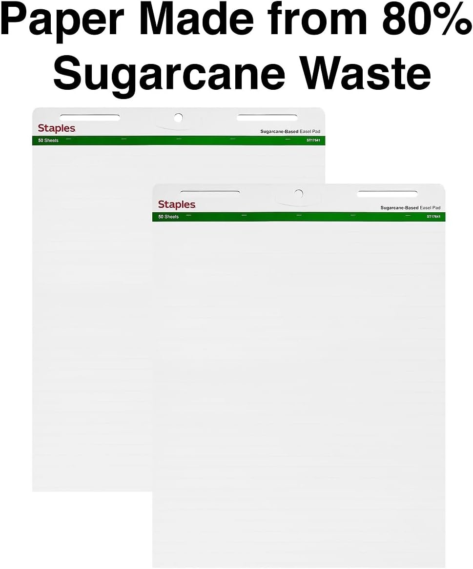 image:imageSTAPLES Easel Pad Repositionable Large Flip Chart Paper 25x30 30 Sheets 2 Pack White Recycled Material27 x 35 Ruled