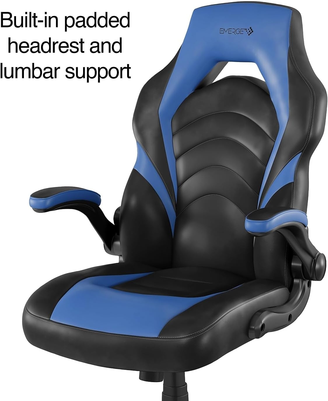 image:imageSTAPLES Emerge Vortex Gaming Chair Ergonomic Adjustable Height Swivel BlackBlue