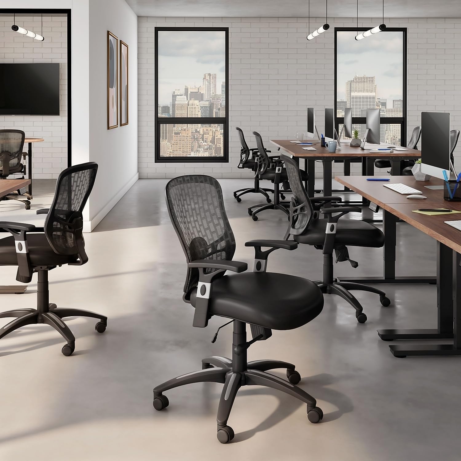 image:imageSTAPLES Ergonomic Task Chair Mesh Black 2Pack