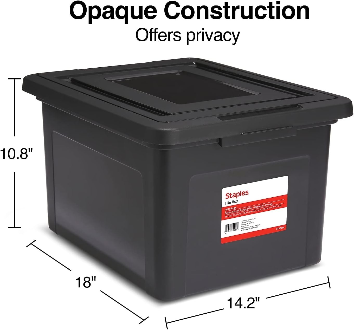 image:imageSTAPLES File Folder Tote Portable Filing Box for Letter SIze Hanging Folders Security Latch amp BuiltIn Lid Organizer BlackClearBlack