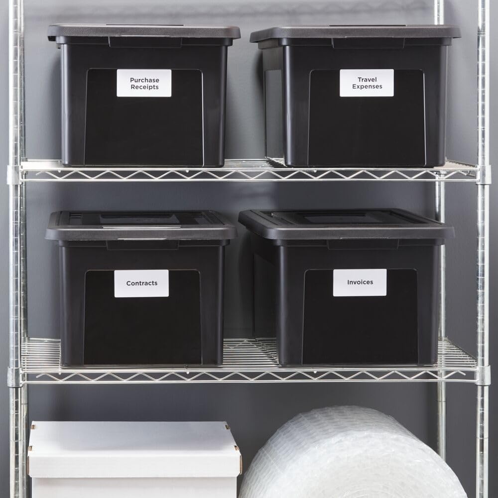 image:imageSTAPLES File Folder Tote Portable Filing Box for Letter SIze Hanging Folders Security Latch amp BuiltIn Lid Organizer BlackClearBlack