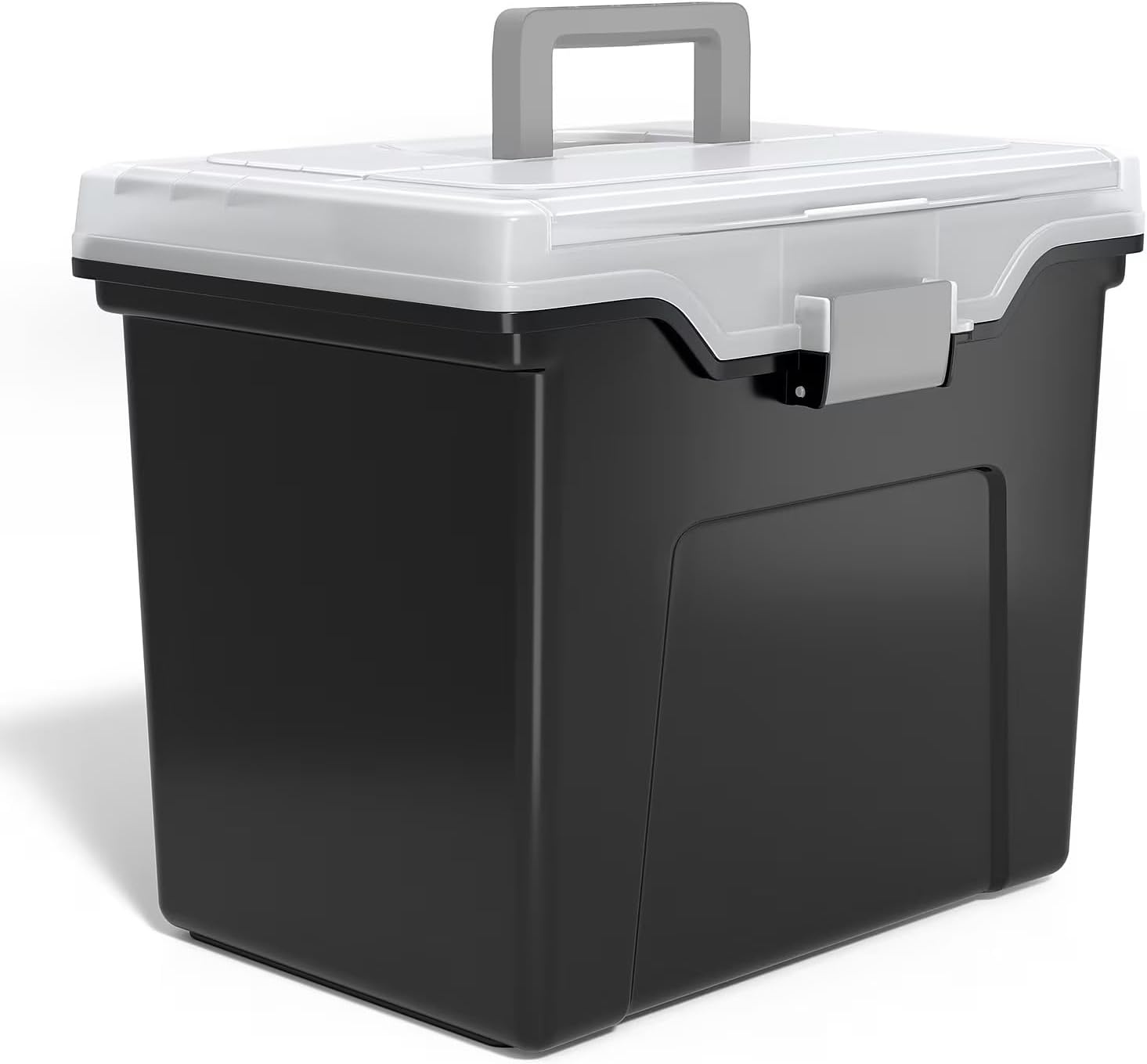 image:imageSTAPLES File Folder Tote Portable Filing Box for Letter SIze Hanging Folders Security Latch amp BuiltIn Lid Organizer BlackClearBlack