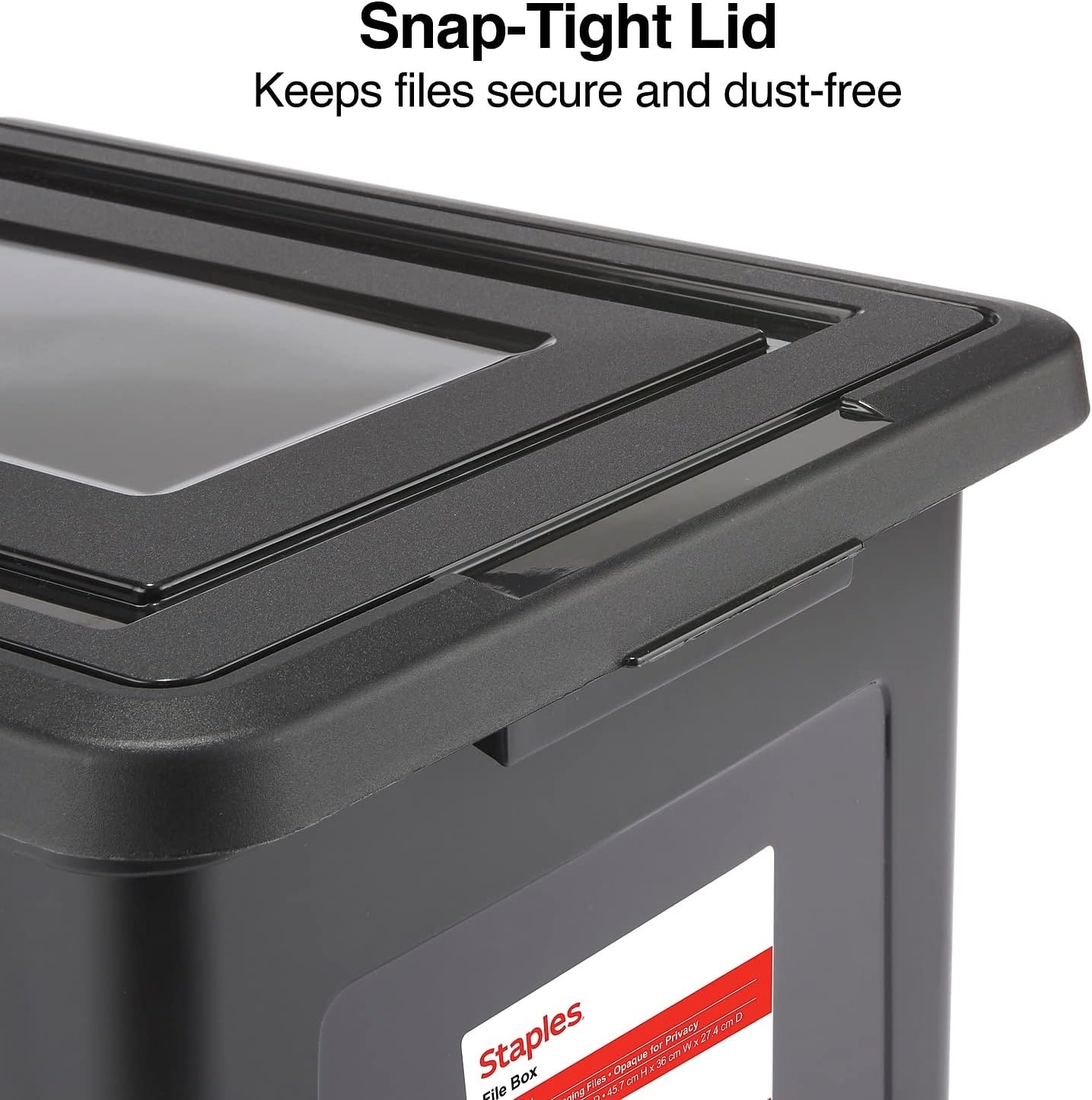 image:imageSTAPLES File Folder Tote Portable Filing Box for Letter SIze Hanging Folders Security Latch amp BuiltIn Lid Organizer BlackClearBlack