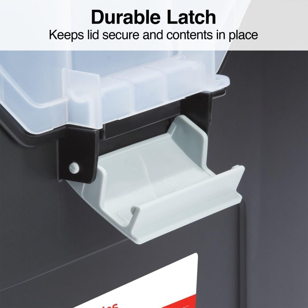 image:imageSTAPLES File Folder Tote Portable Filing Box for Letter SIze Hanging Folders Security Latch amp BuiltIn Lid Organizer BlackClearBlack