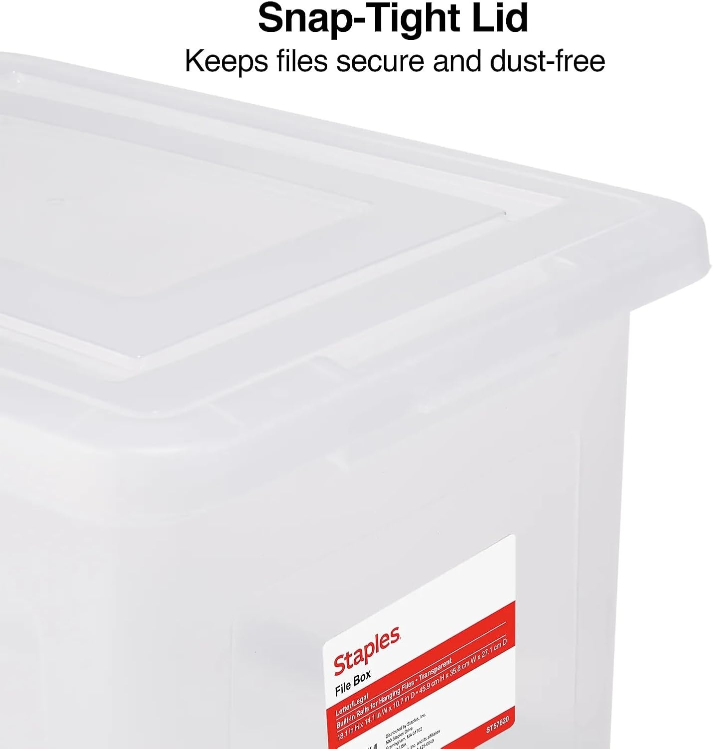 image:imageSTAPLES File Folder Tote Portable Filing Box for Letter SIze Hanging Folders Security Latch amp BuiltIn Lid Organizer BlackClearClear