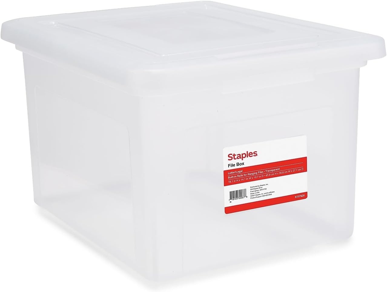 image:imageSTAPLES File Folder Tote Portable Filing Box for Letter SIze Hanging Folders Security Latch amp BuiltIn Lid Organizer BlackClearClear