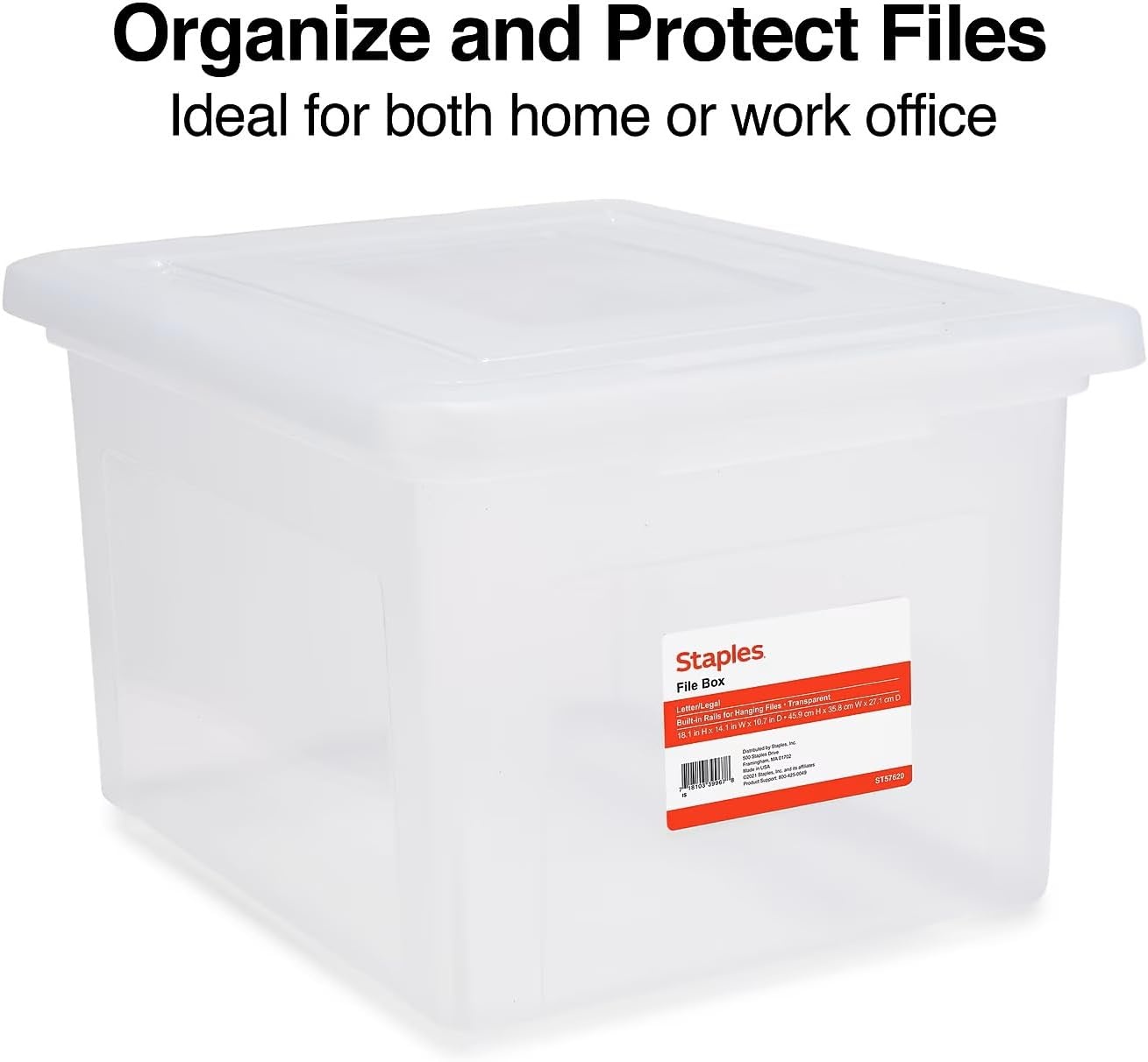 image:imageSTAPLES File Folder Tote Portable Filing Box for Letter SIze Hanging Folders Security Latch amp BuiltIn Lid Organizer BlackClearClear