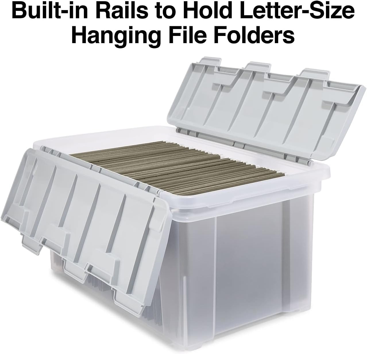 image:imageSTAPLES File Folder Tote Portable Filing Box for Letter SIze Hanging Folders Security Latch amp BuiltIn Lid Organizer BlackClearClear