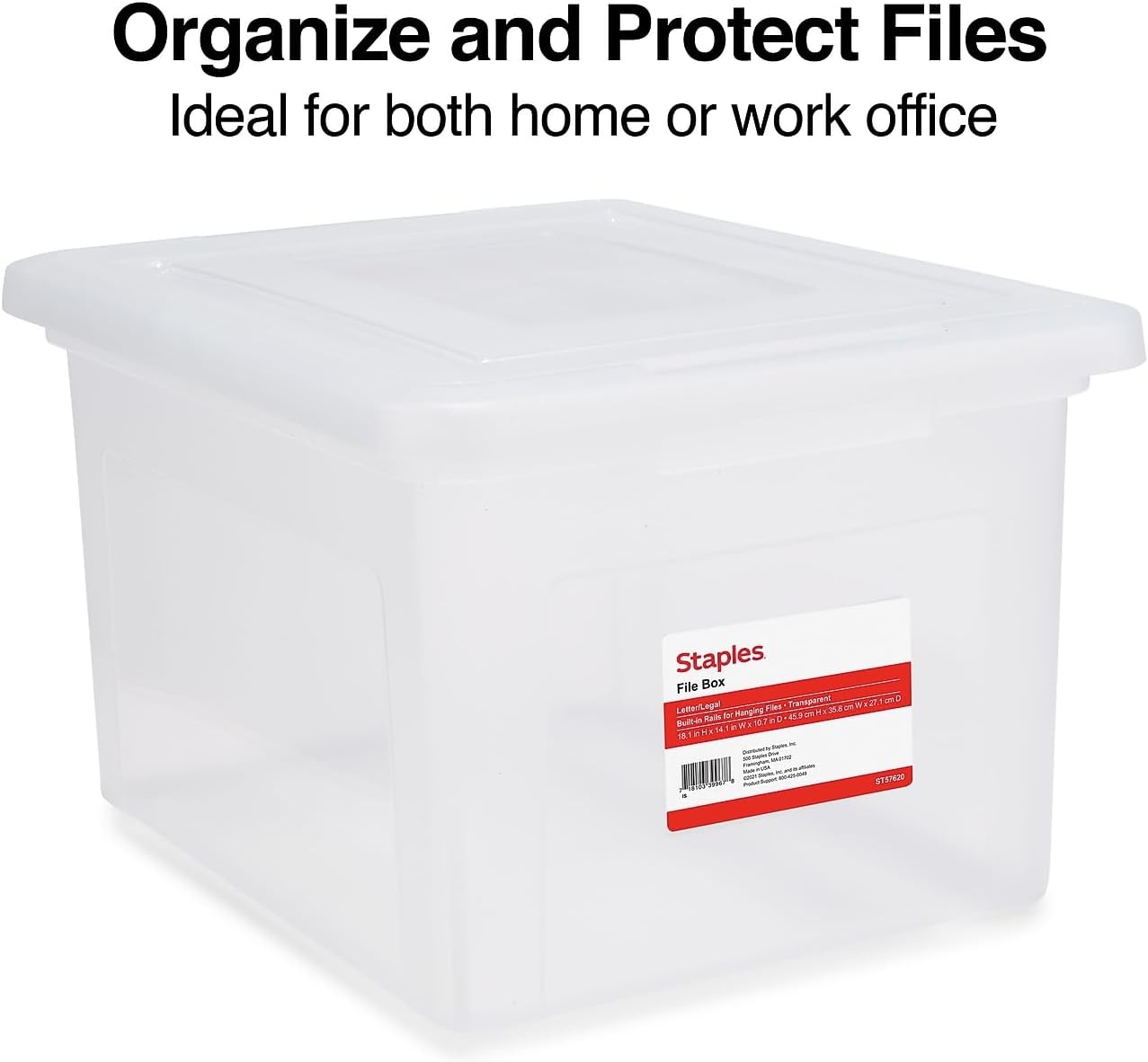 image:imageSTAPLES File Folder Tote Portable Filing Box for Letter SIze Hanging Folders Security Latch amp BuiltIn Lid Organizer BlackClearClear