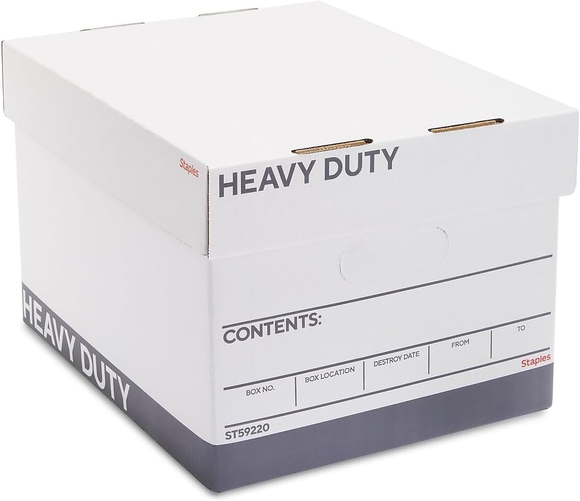 image:imageSTAPLES Storage amp Filing Box HeavyDuty with Handles amp Removable Lid Letter amp Legal Size Documents Stackable 4Pack WhiteGray12 Pack
