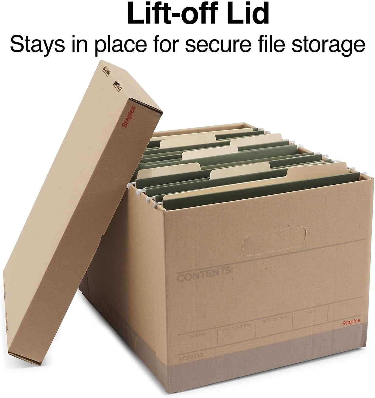 image:imageSTAPLES Storage amp Filing Box HeavyDuty with Handles amp Removable Lid Letter amp Legal Size Documents Stackable 4Pack WhiteGray12 Pack