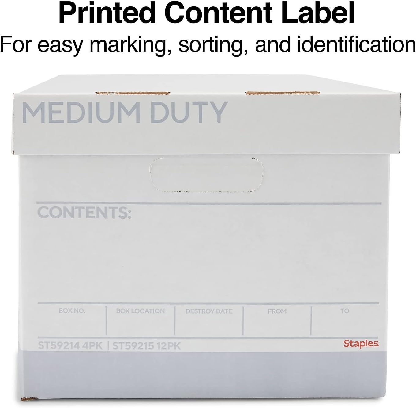 image:imageSTAPLES Storage amp Filing Box HeavyDuty with Handles amp Removable Lid Letter amp Legal Size Documents Stackable 4Pack WhiteGray12 Pack