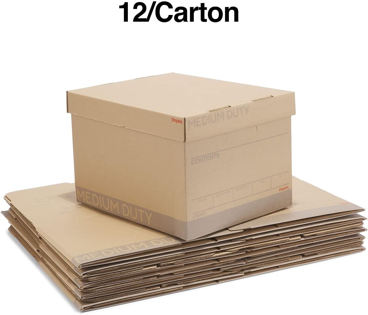 image:imageSTAPLES Storage amp Filing Box HeavyDuty with Handles amp Removable Lid Letter amp Legal Size Documents Stackable 4Pack WhiteGray12 Pack