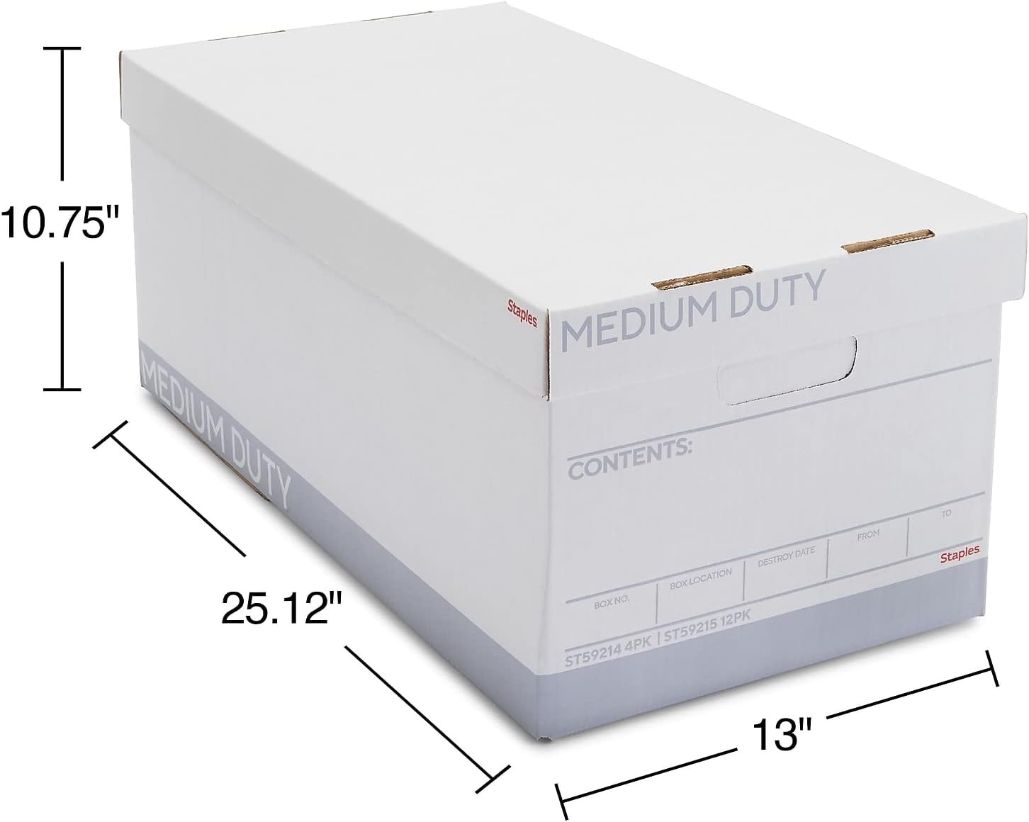 image:imageSTAPLES Storage amp Filing Box HeavyDuty with Handles amp Removable Lid Letter amp Legal Size Documents Stackable 4Pack WhiteGray12 Pack