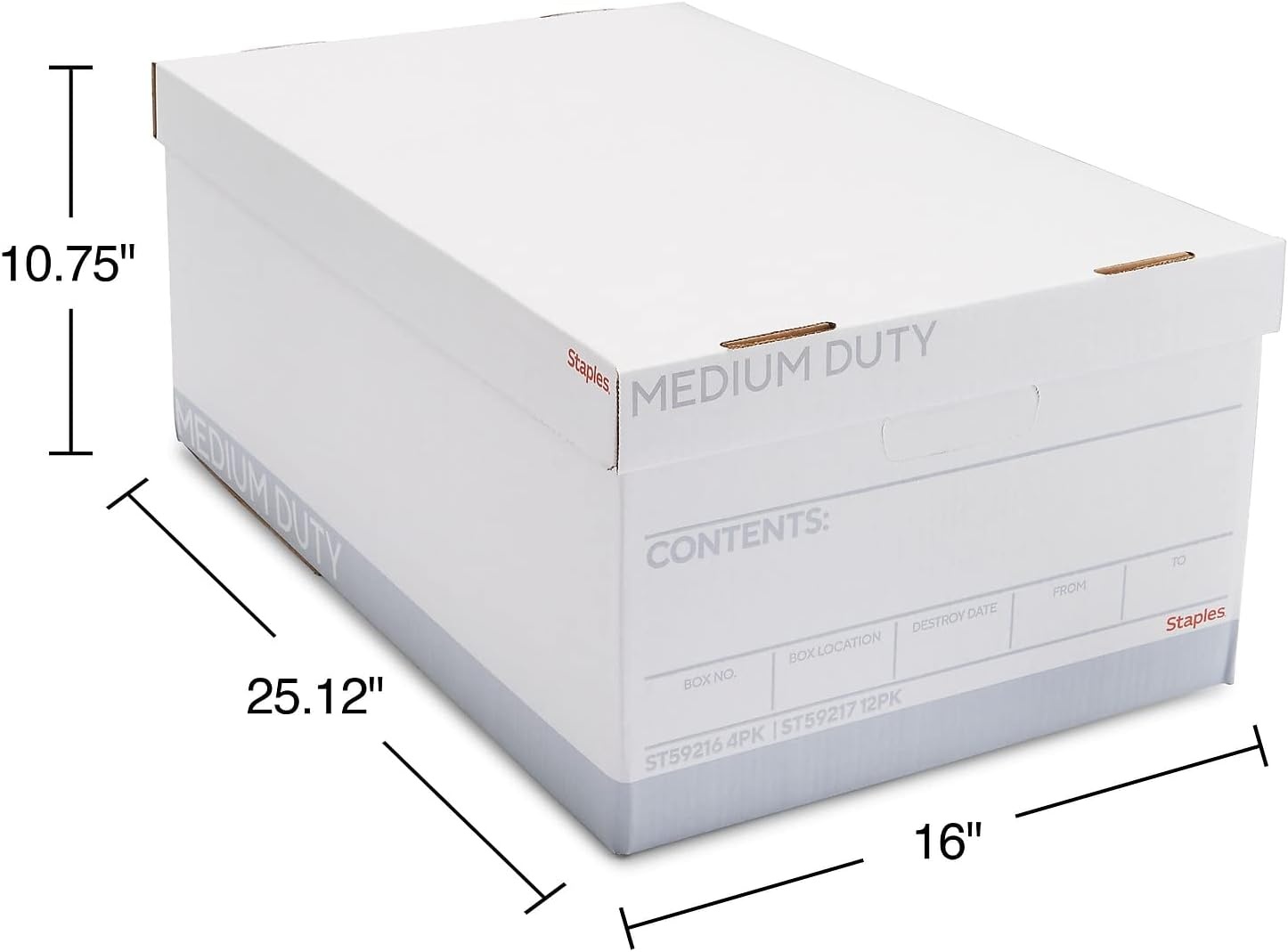 image:imageSTAPLES Storage amp Filing Box HeavyDuty with Handles amp Removable Lid Letter amp Legal Size Documents Stackable 4Pack WhiteGray12 Pack