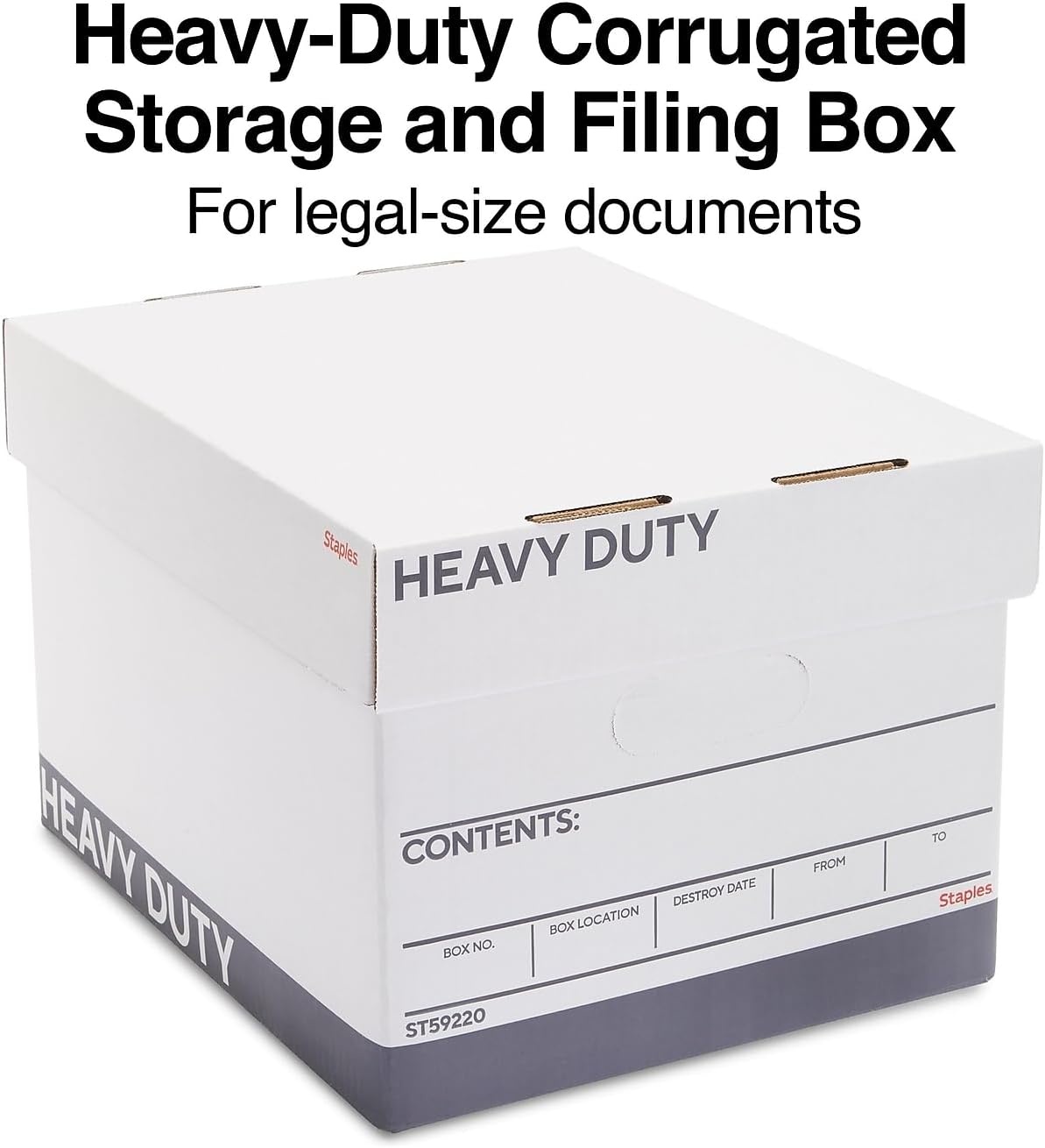image:imageSTAPLES Storage amp Filing Box HeavyDuty with Handles amp Removable Lid Letter amp Legal Size Documents Stackable 4Pack WhiteGray12 Pack