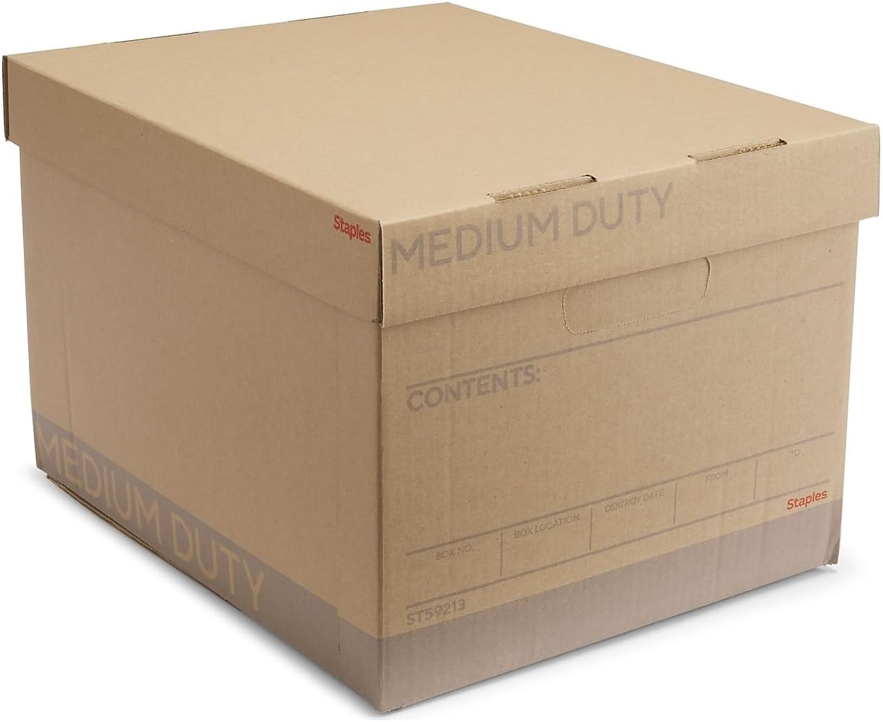 image:imageSTAPLES Storage amp Filing Box HeavyDuty with Handles amp Removable Lid Letter amp Legal Size Documents Stackable 4Pack WhiteGray12 Pack