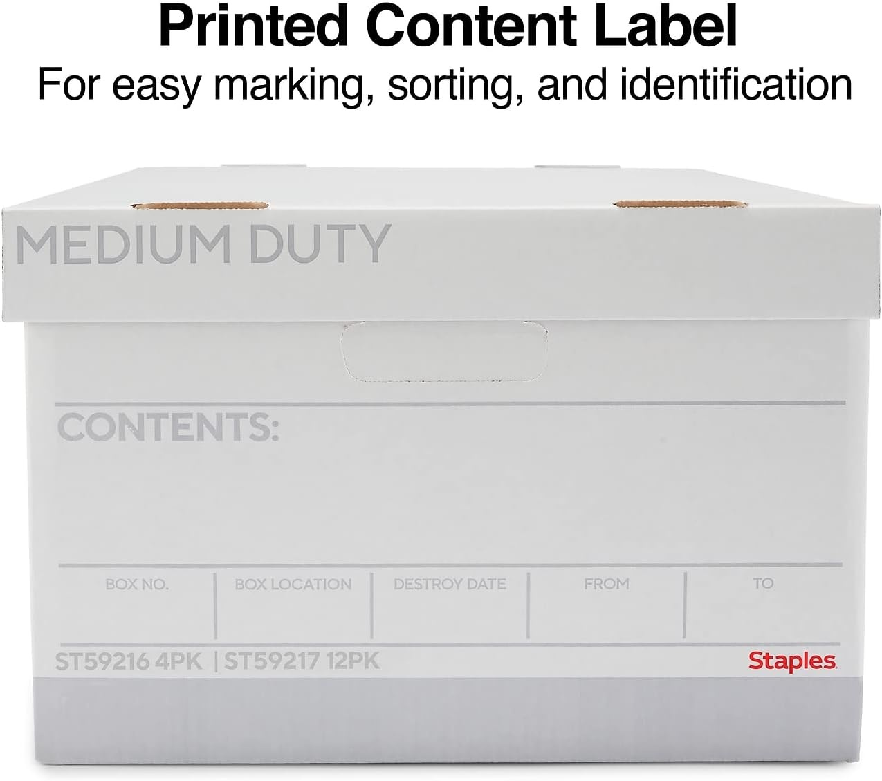 image:imageSTAPLES Storage amp Filing Box HeavyDuty with Handles amp Removable Lid Letter amp Legal Size Documents Stackable 4Pack WhiteGray12 Pack