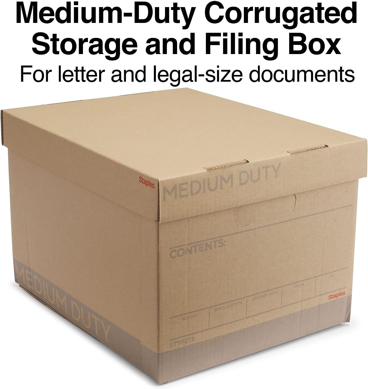 image:imageSTAPLES Storage amp Filing Box HeavyDuty with Handles amp Removable Lid Letter amp Legal Size Documents Stackable 4Pack WhiteGray12 Pack