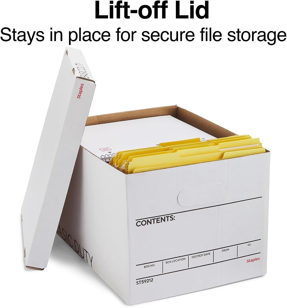 image:imageSTAPLES Storage amp Filing Box HeavyDuty with Handles amp Removable Lid Letter amp Legal Size Documents Stackable 4Pack WhiteGray20 Pack