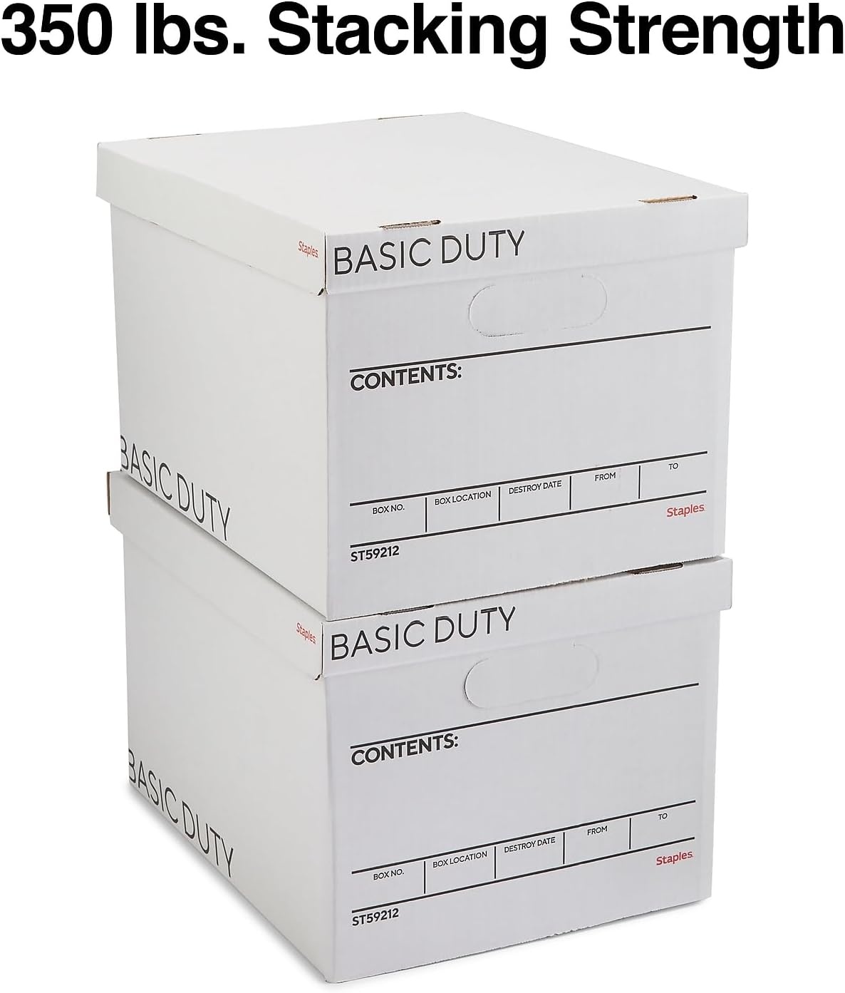 image:imageSTAPLES Storage amp Filing Box HeavyDuty with Handles amp Removable Lid Letter amp Legal Size Documents Stackable 4Pack WhiteGray20 Pack