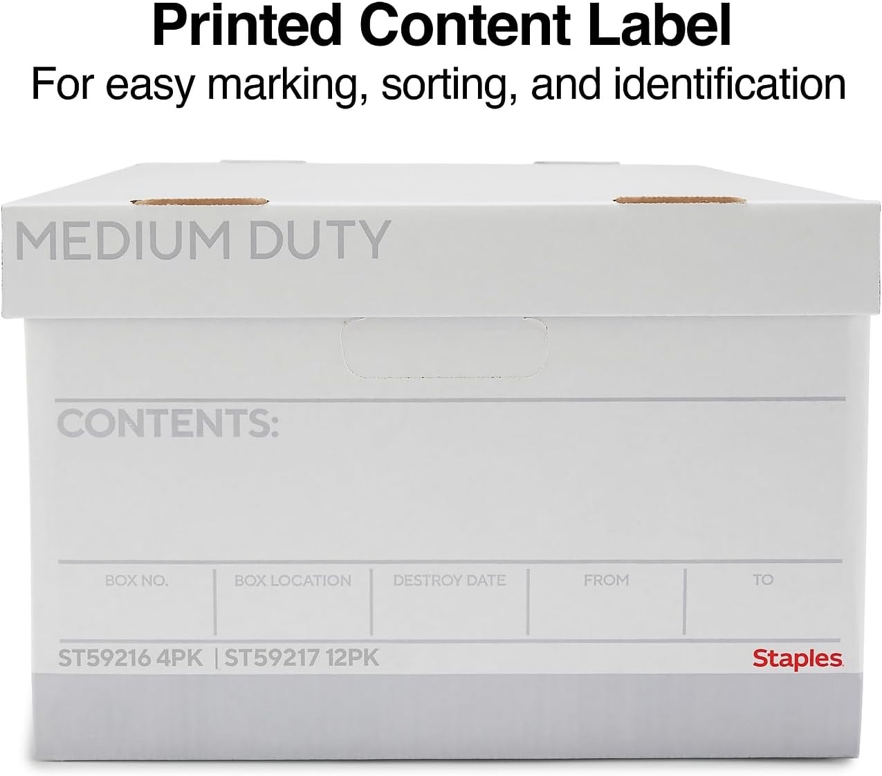 image:imageSTAPLES Storage amp Filing Box HeavyDuty with Handles amp Removable Lid Letter amp Legal Size Documents Stackable 4Pack WhiteGray4 Pack