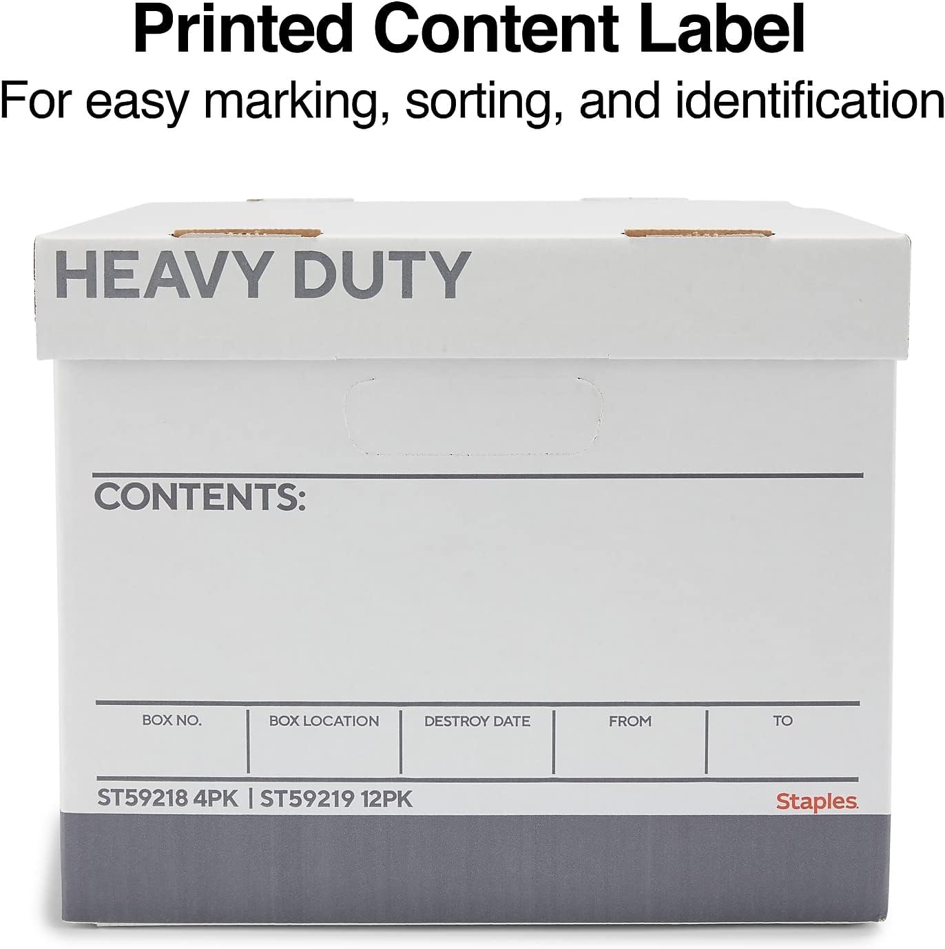 image:imageSTAPLES Storage amp Filing Box HeavyDuty with Handles amp Removable Lid Letter amp Legal Size Documents Stackable 4Pack WhiteGray4 Pack