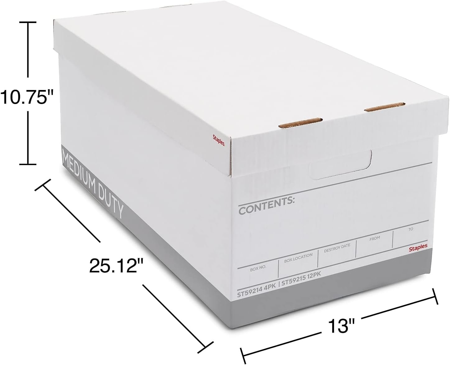 image:imageSTAPLES Storage amp Filing Box HeavyDuty with Handles amp Removable Lid Letter amp Legal Size Documents Stackable 4Pack WhiteGray4 Pack