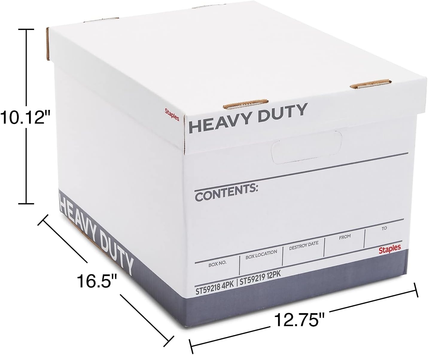 image:imageSTAPLES Storage amp Filing Box HeavyDuty with Handles amp Removable Lid Letter amp Legal Size Documents Stackable 4Pack WhiteGray4 Pack