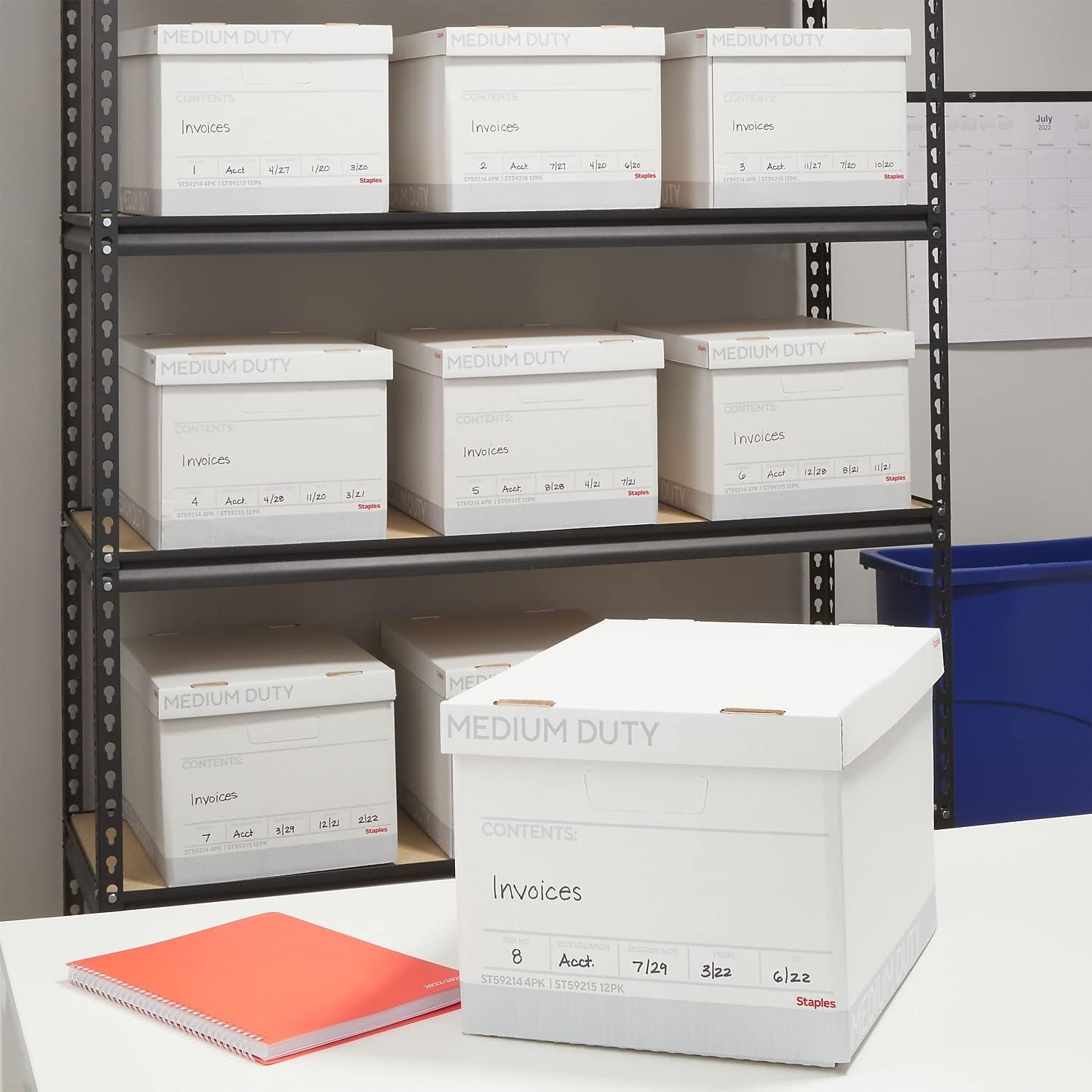 image:imageSTAPLES Storage amp Filing Box HeavyDuty with Handles amp Removable Lid Letter amp Legal Size Documents Stackable 4Pack WhiteGray4 Pack