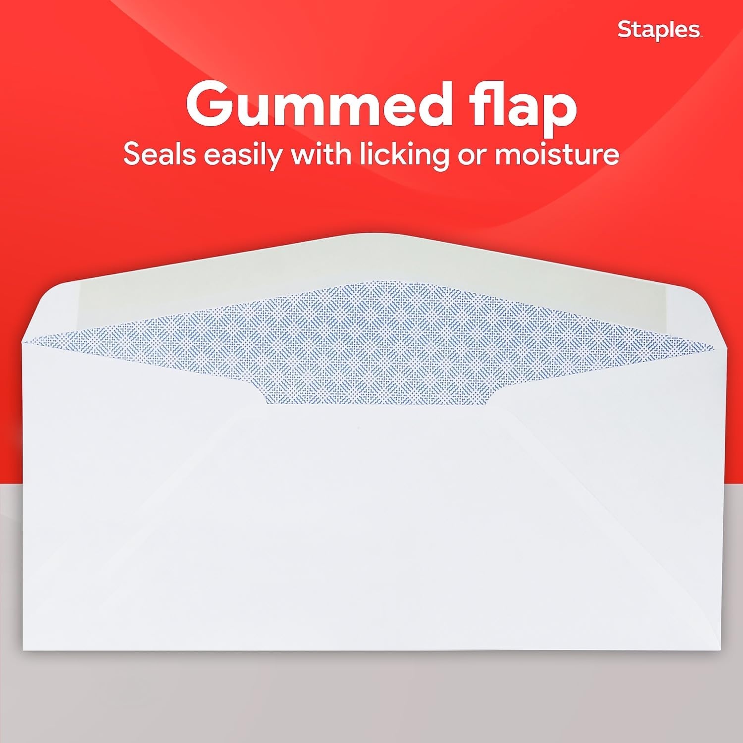 image:imageStaples 10 SecurityTinted Window Business Envelopes White SelfSeal Closure 500Pack