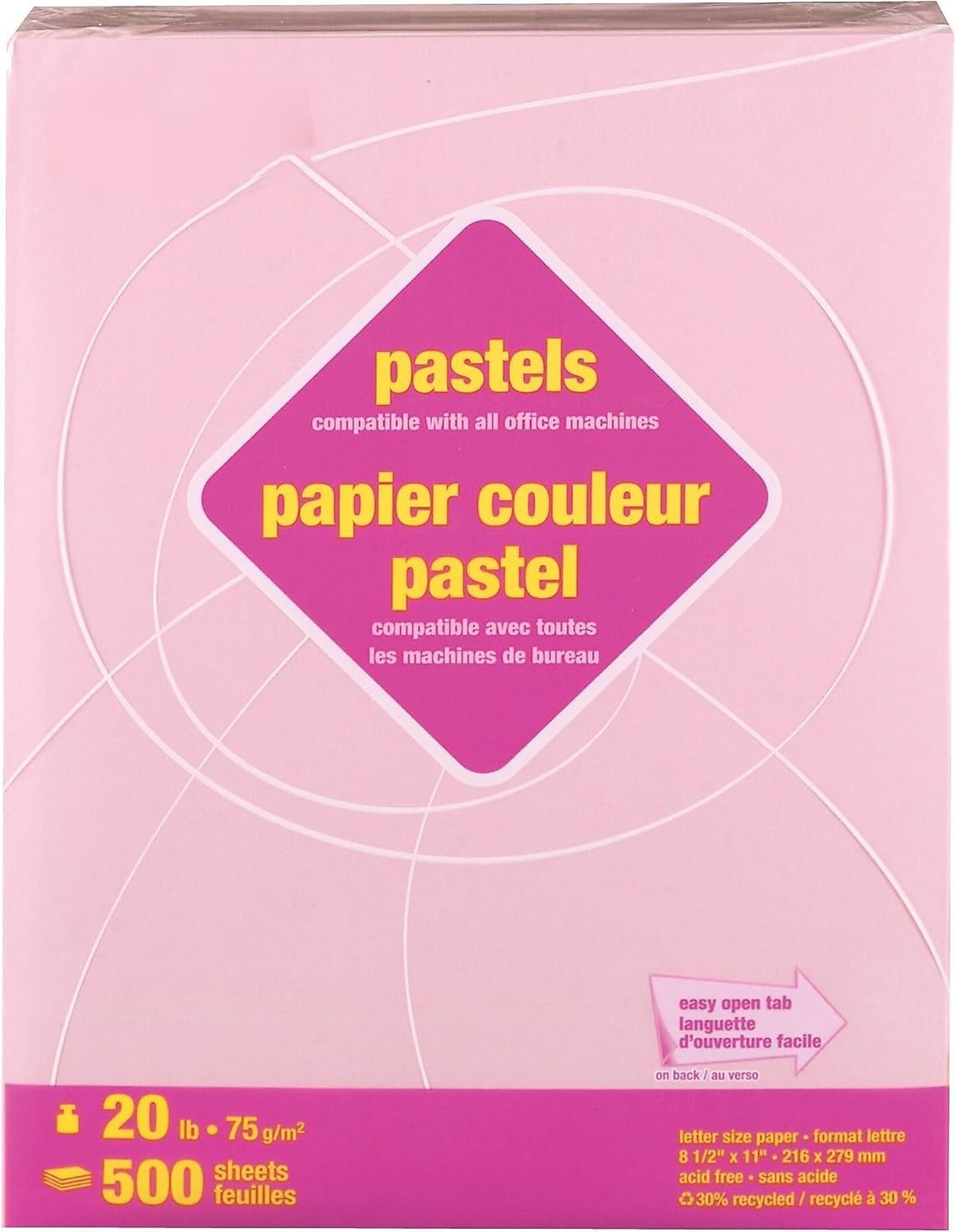 image:imageStaples 30 Recycled 85 x 11 Inch 20 lbs 500Sheets Pack Blue For Office School amp HomePink