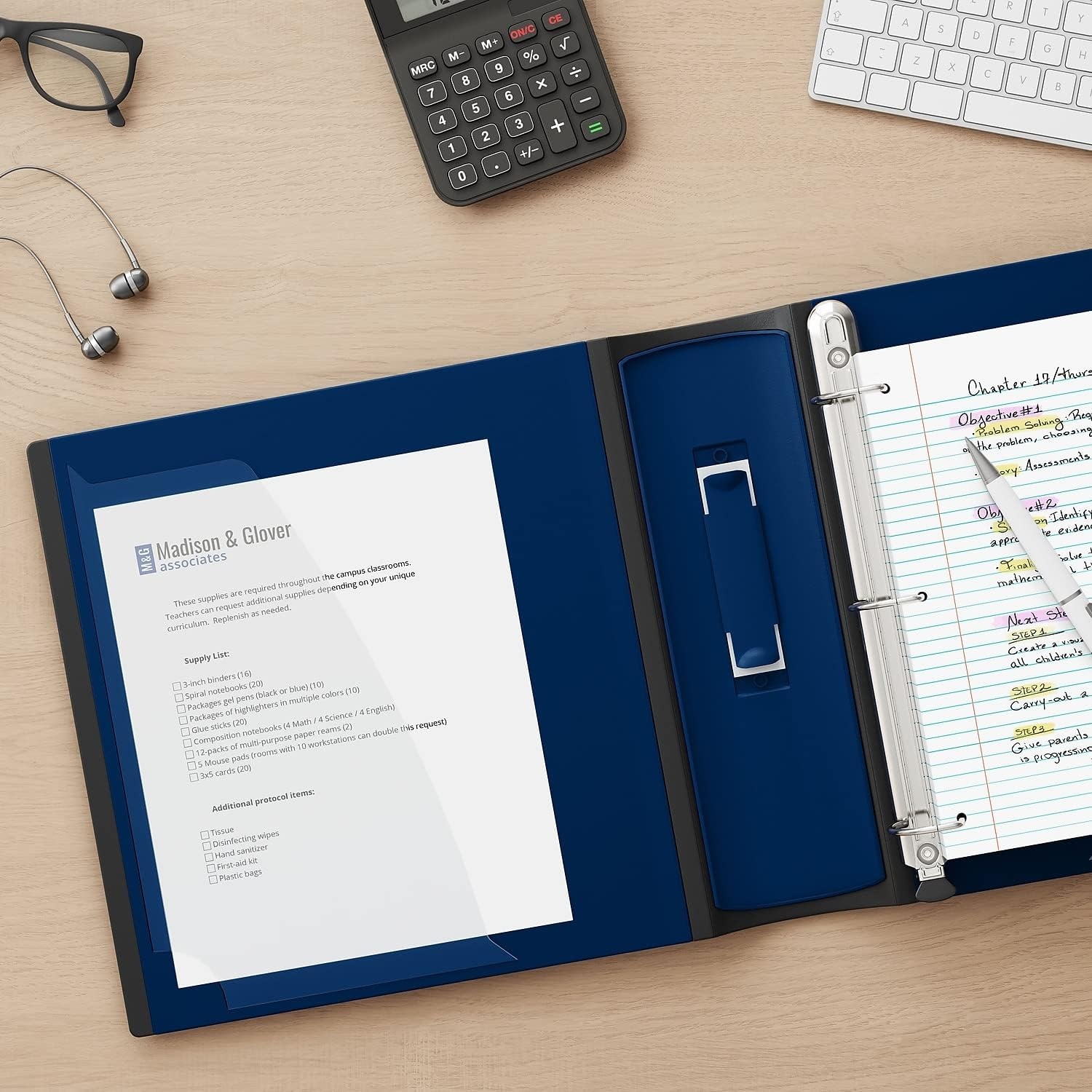 image:imageStaples 3Inch 3Ring Better Binder Durable View Binder for Office amp School Organization Navy Blue 2Pack