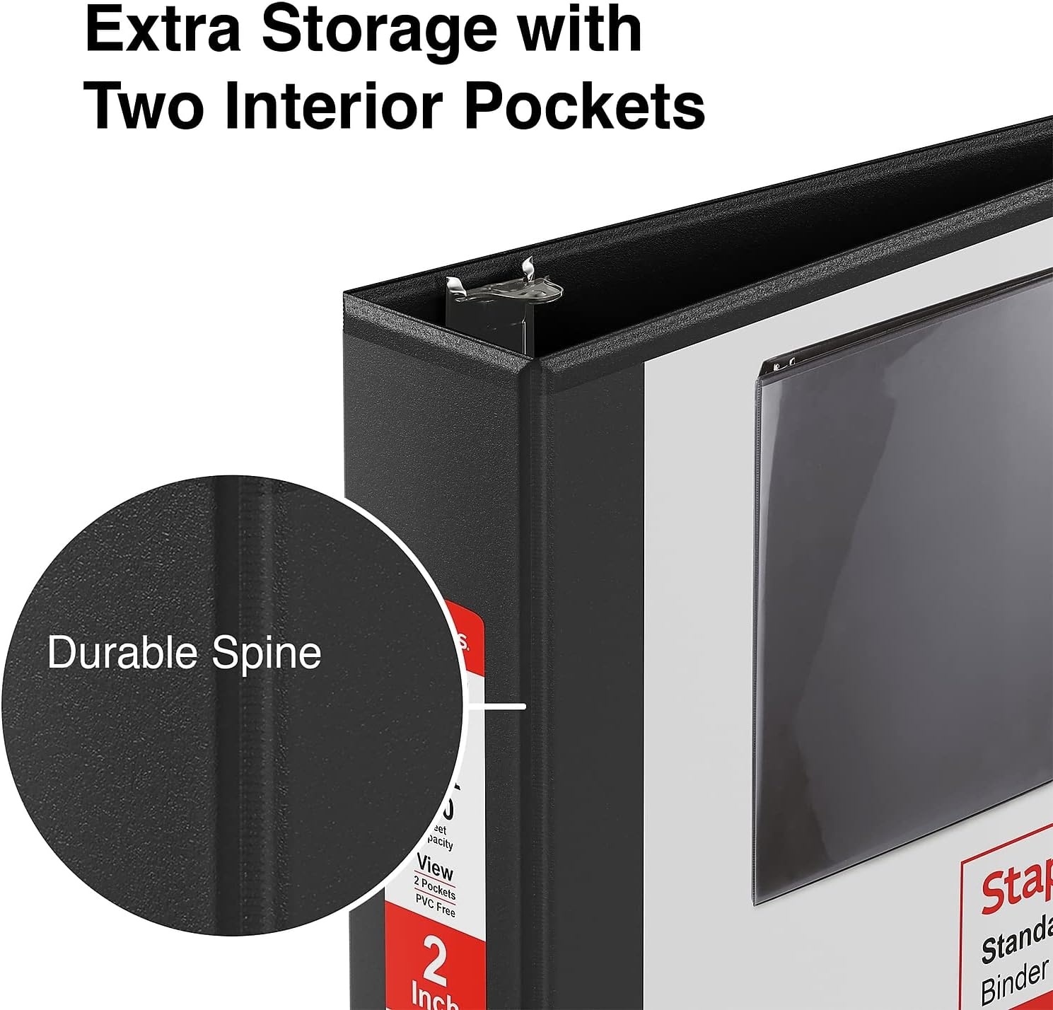 image:imageStaples 3Ring Binder 2 DRing White HighCapacity Organizer for Home Office amp School Holds up to 480 Sheets 6PackBlack