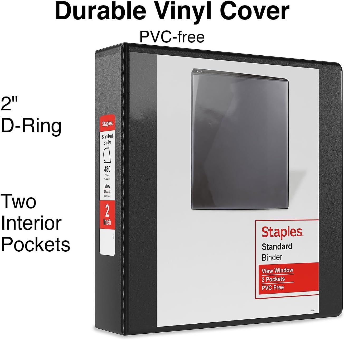 image:imageStaples 3Ring Binder 2 DRing White HighCapacity Organizer for Home Office amp School Holds up to 480 Sheets 6PackBlack
